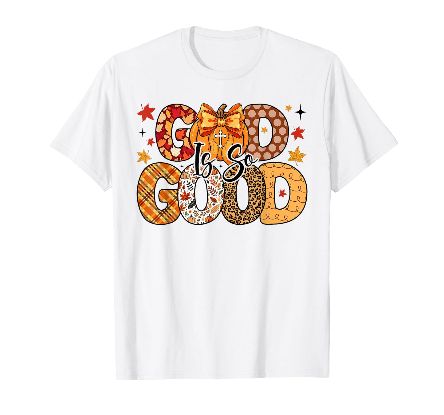 Coquette Bow Autumn God is So Good Pumpkin Fall Christian T-Shirt