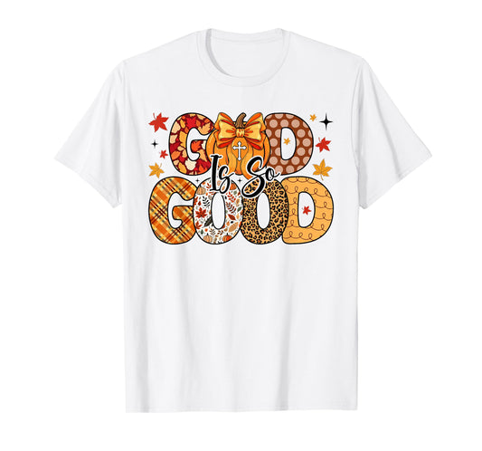 Coquette Bow Autumn God is So Good Pumpkin Fall Christian T-Shirt