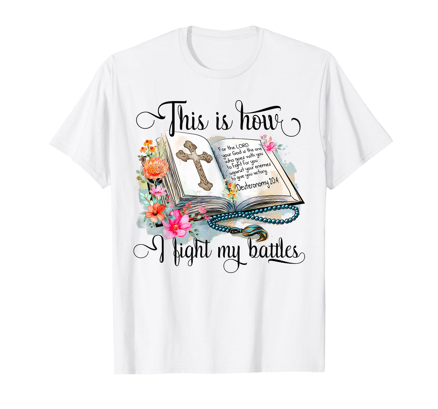 Jesus Is Calling This Is How I Fight My Battles Cross Floral Christian Women's T-Shirt 3X-Large Grey