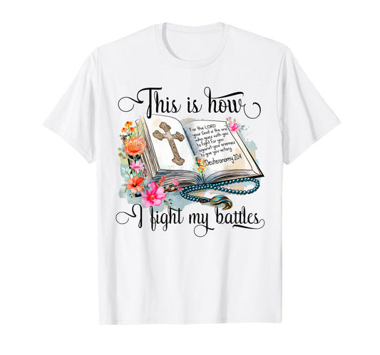 Jesus Is Calling This Is How I Fight My Battles Cross Floral Christian Women's T-Shirt 3X-Large Grey