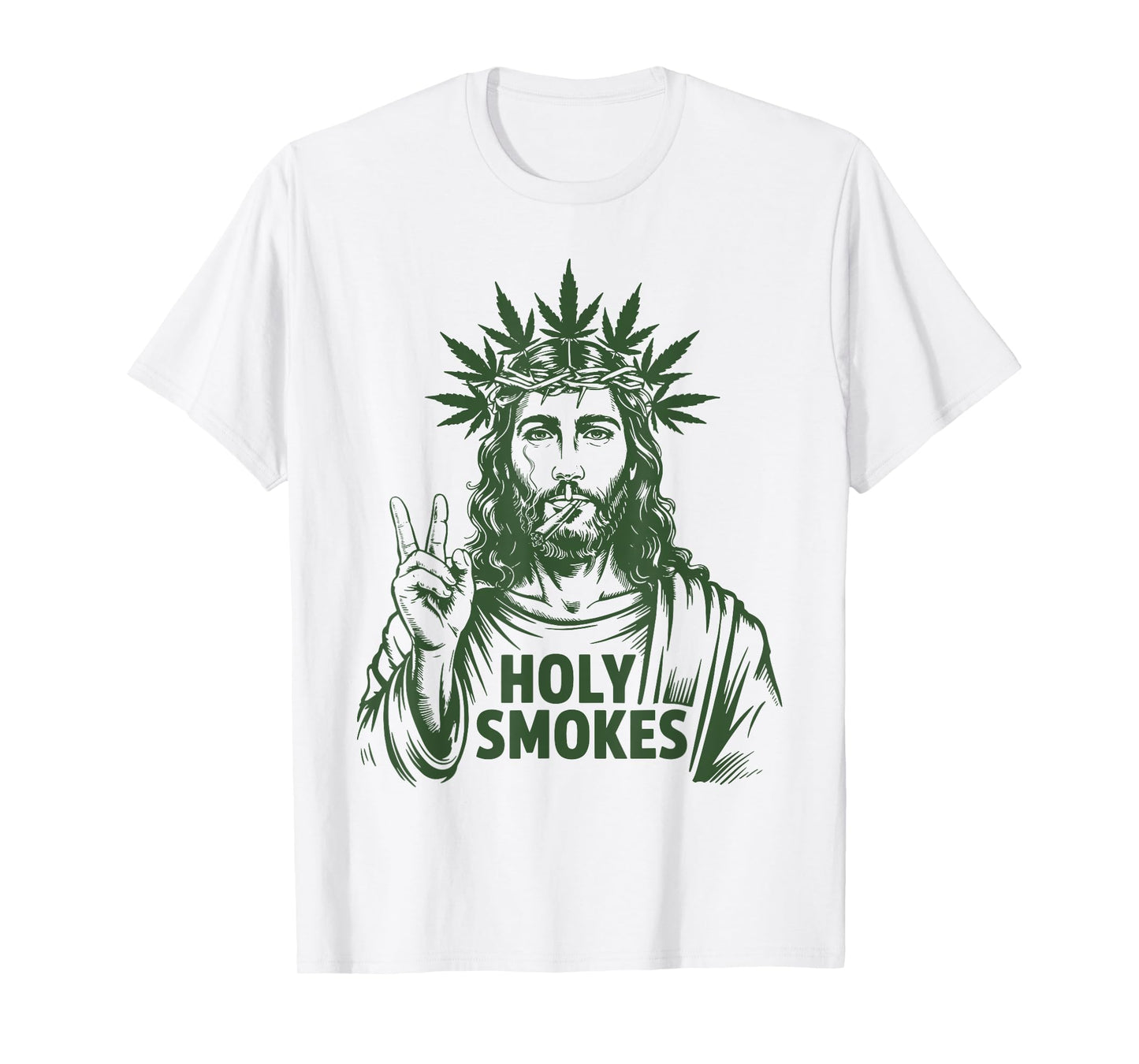 Retro Holy Smokes Jesus Marijuana Weed Cannabis Stoner 420 T-Shirt