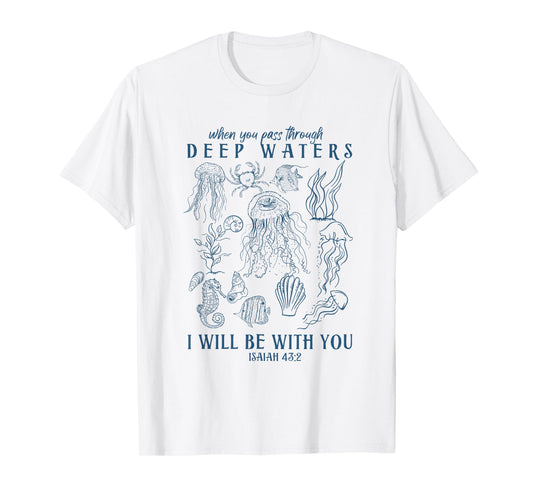 I'll Be With You Scripture Bible Verse Faith Christian Ocean T-Shirt