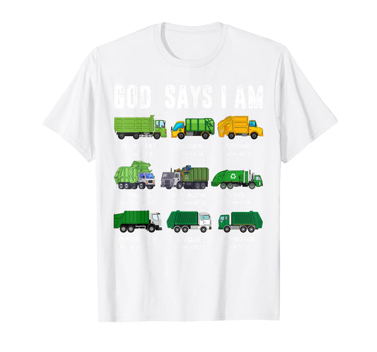 Toddler Boy God Says I Am Garbage Truck Baby Christian Jesus T-Shirt