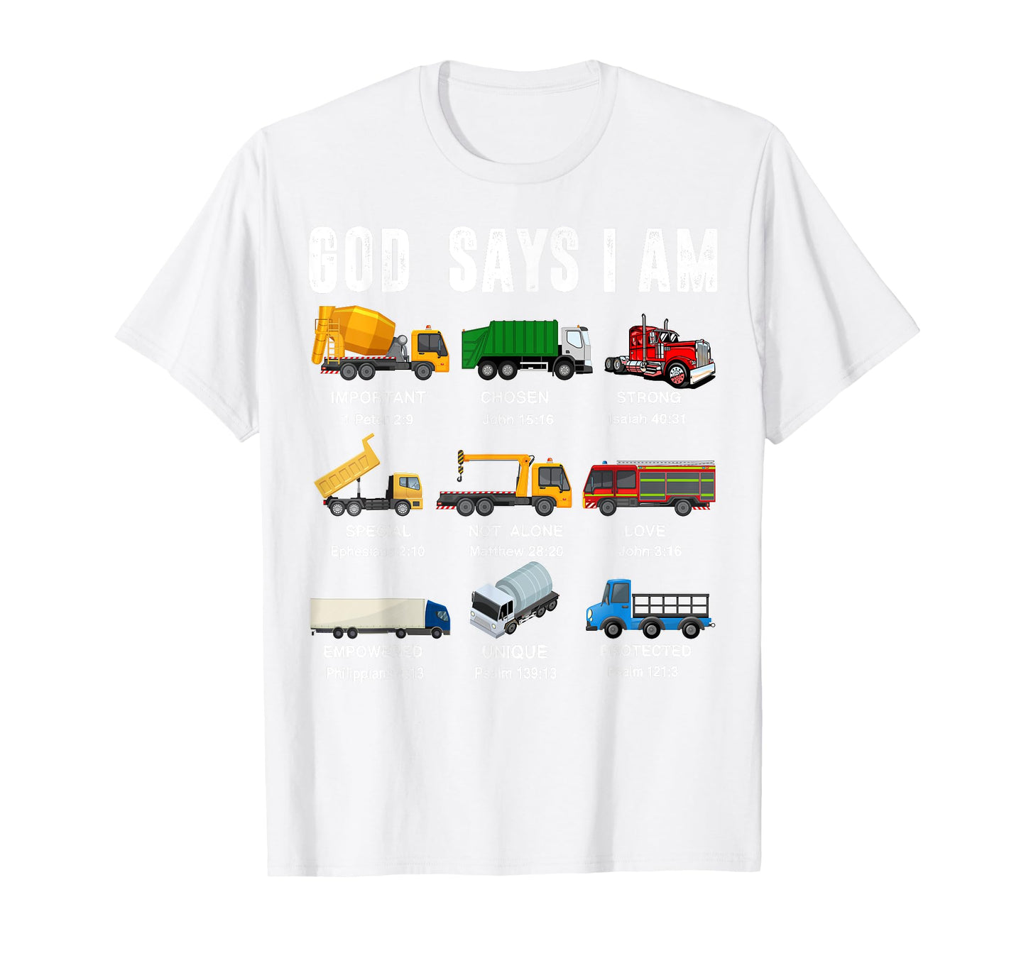Toddler Boy God Says I Am Garbage Truck Fire Christian Jesus T-Shirt