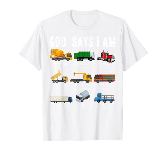 Toddler Boy God Says I Am Garbage Truck Fire Christian Jesus T-Shirt