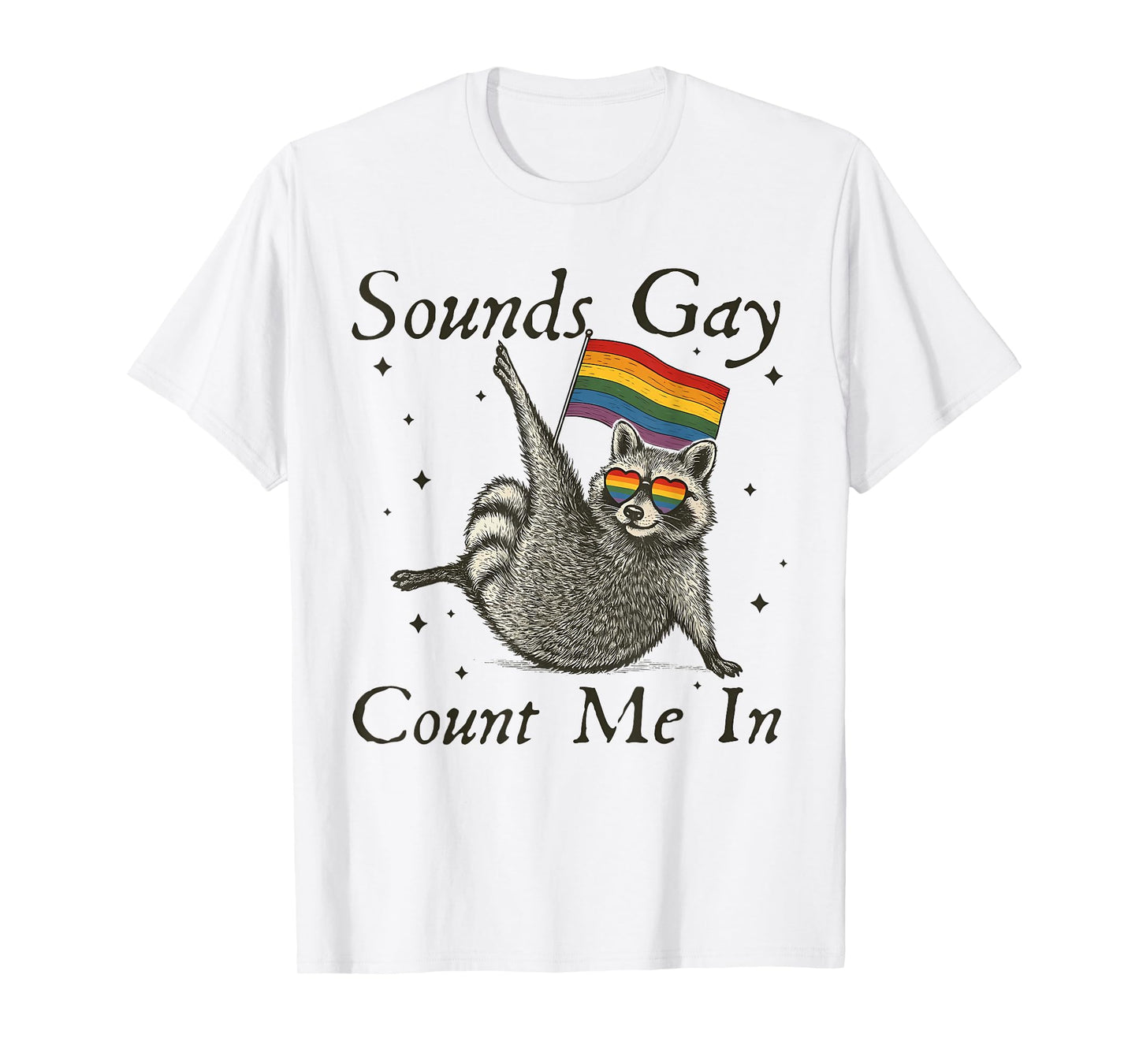 Sounds Gay Count Me In Racoon Rainbow Flag LGBT Gay Pride T-Shirt