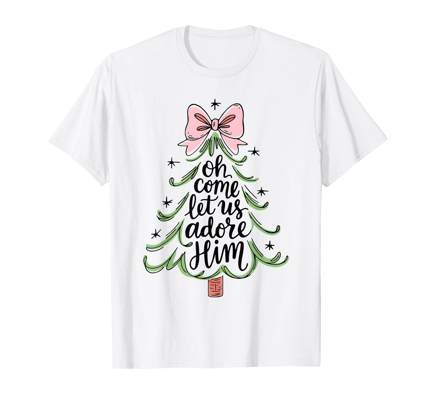 Oh Come Let Us Adore Him Christmas Christian Faith T-Shirt