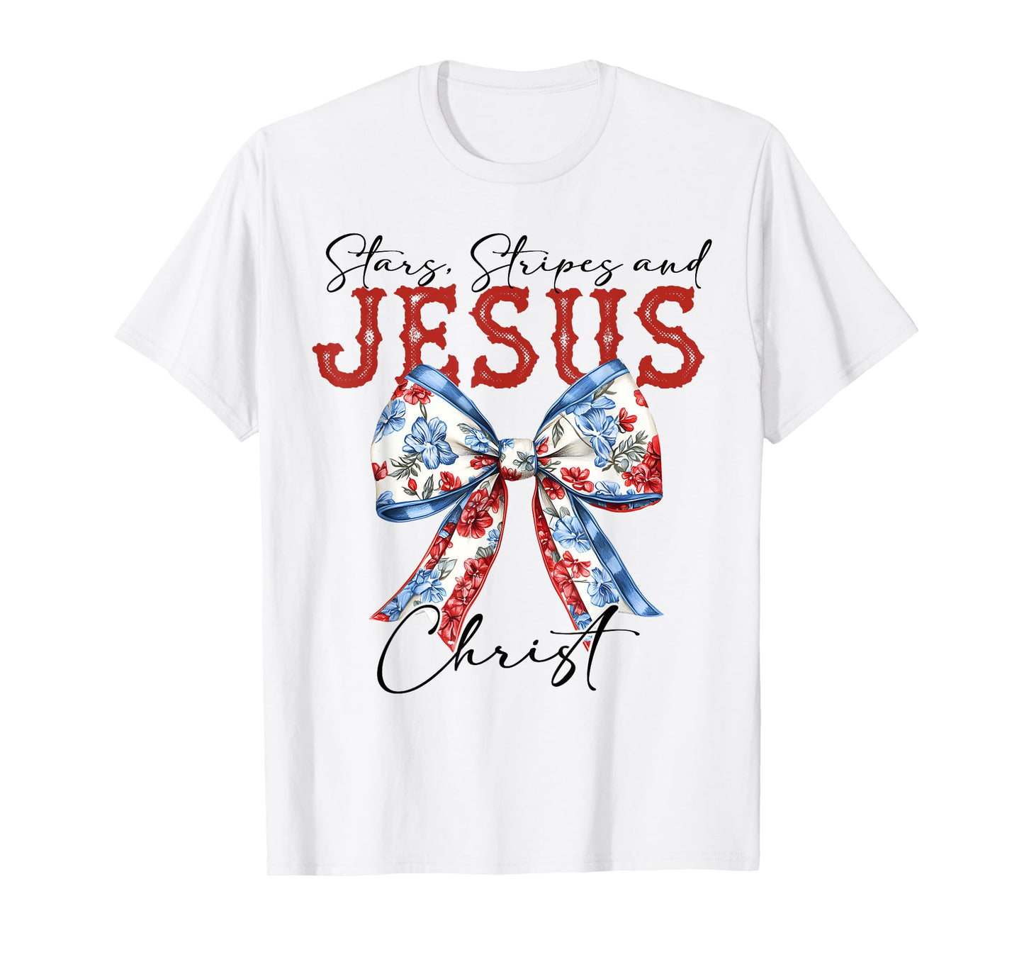 Stars Stripes And Jesus Christ Cross God Faith 4th July T-Shirt