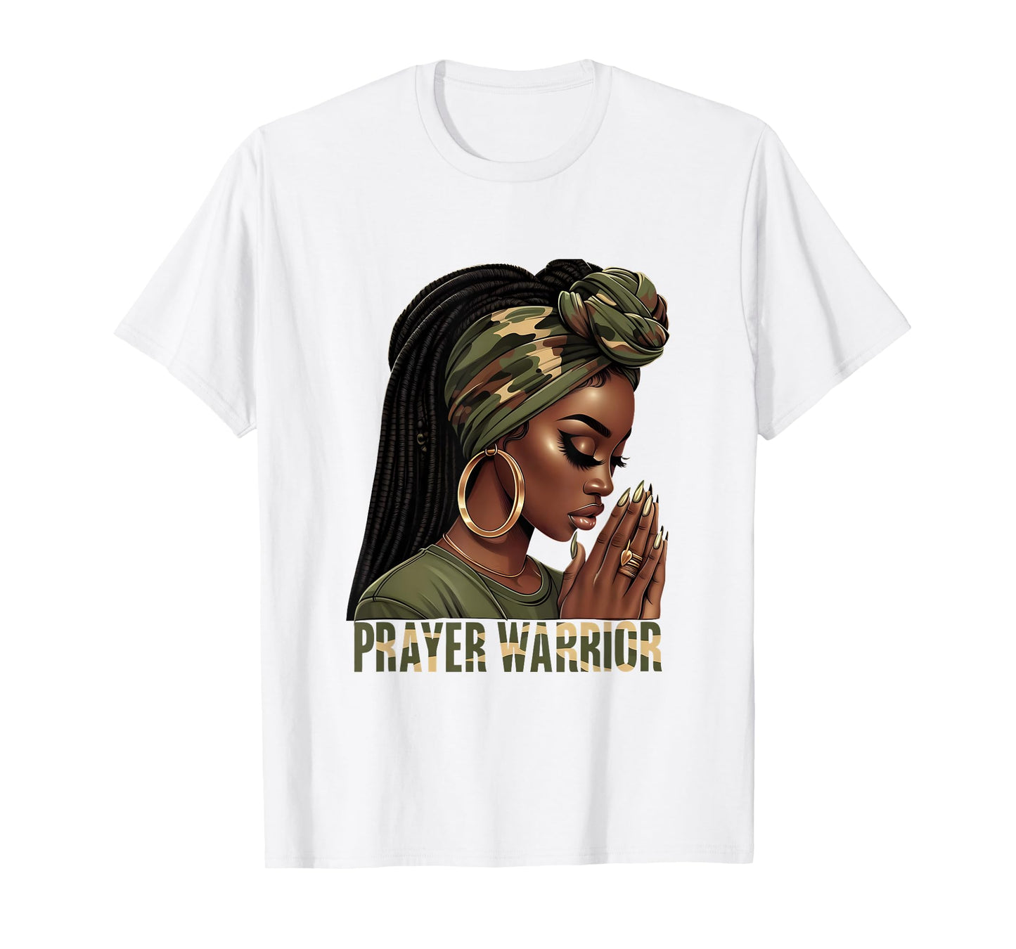 Black Woman Camo Pray Faith Christian Inspirational T-Shirt