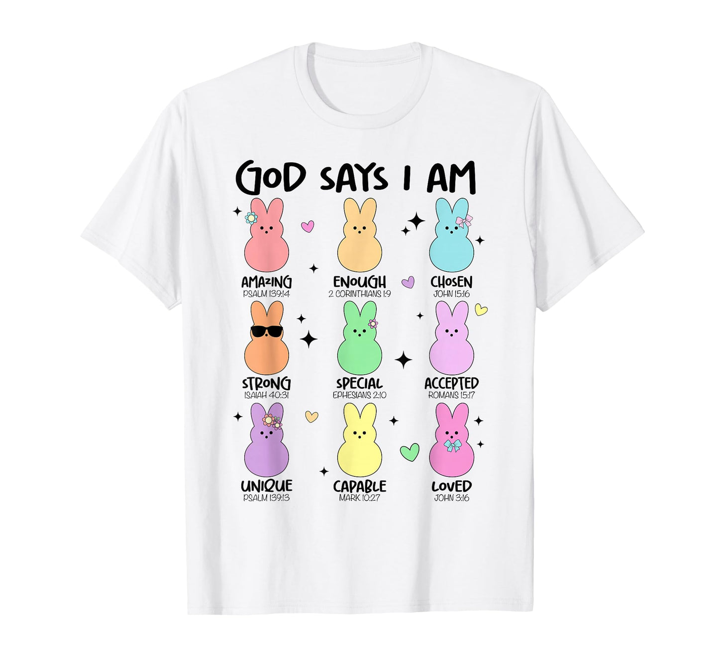 God Says I Am Christian Boys Girls Toddler Kids Easter Bunny T-Shirt
