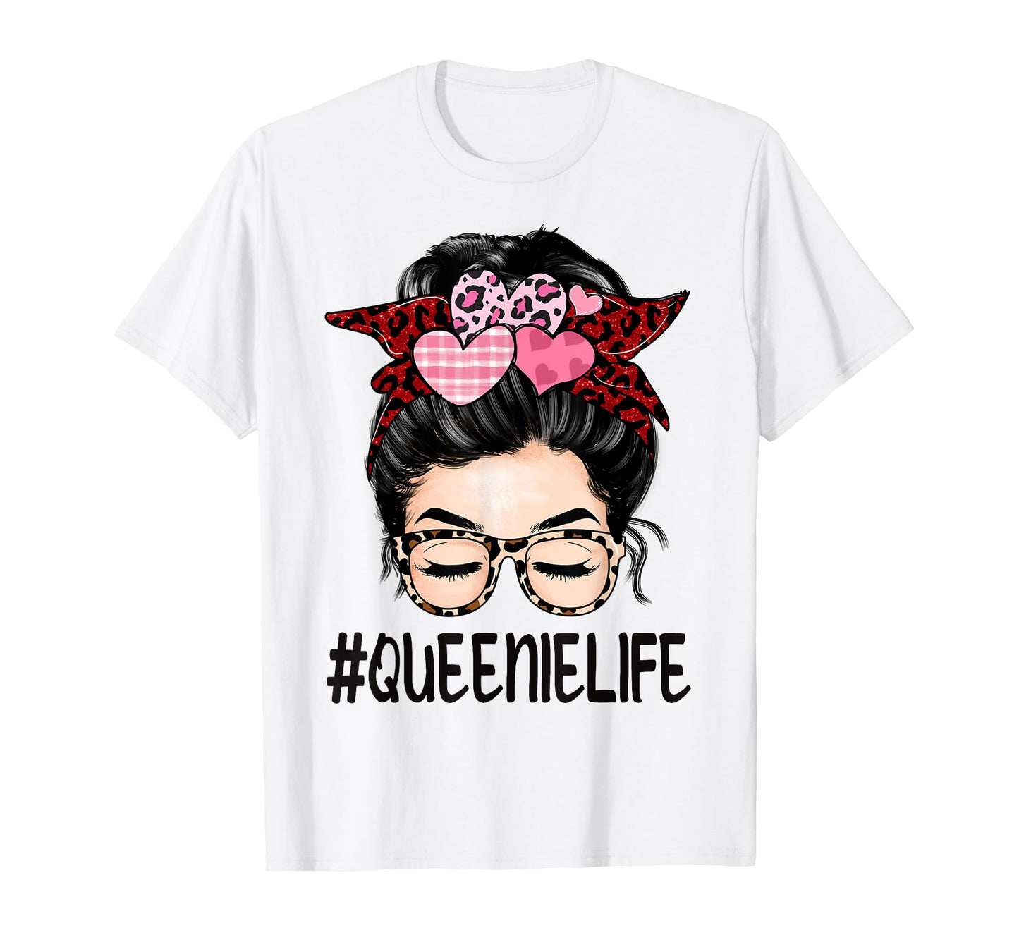 Queenie Valentines Day Women Cute Messy Bun Appreciation T-Shirt
