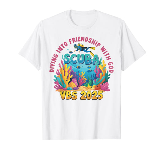 Diving Into Friendship With God Beach Scuba VBS 2025 T-Shirt