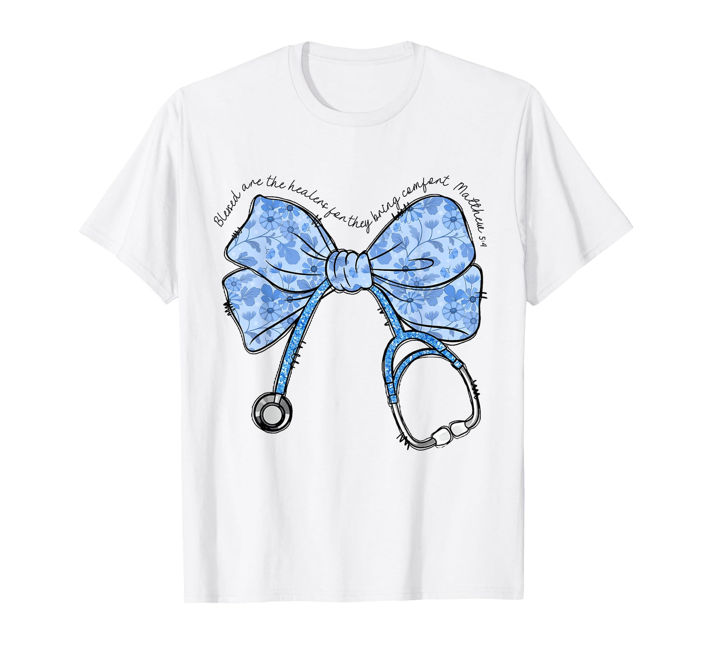 Christian Nurse Bible Verse Stethoscope Nursing Faith-Based T-Shirt