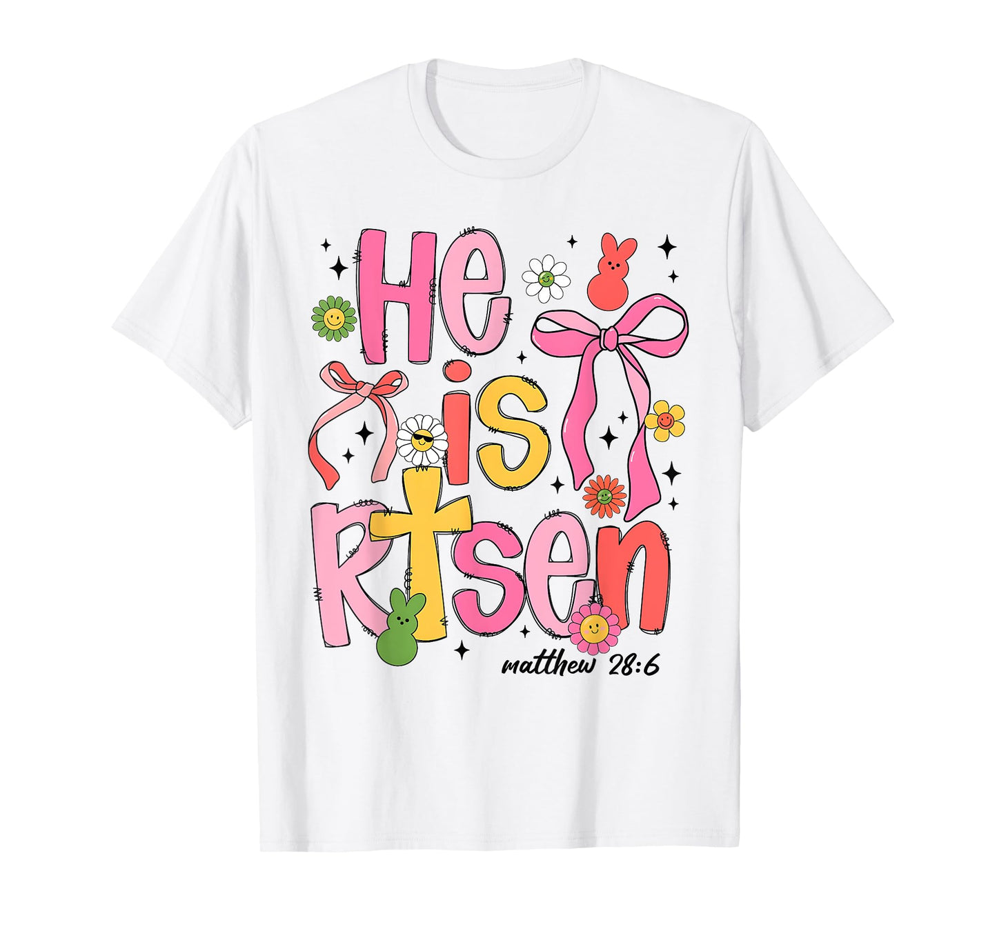 He is Risen Jesus Christian Happy Easter Kids Women Girls T-Shirt