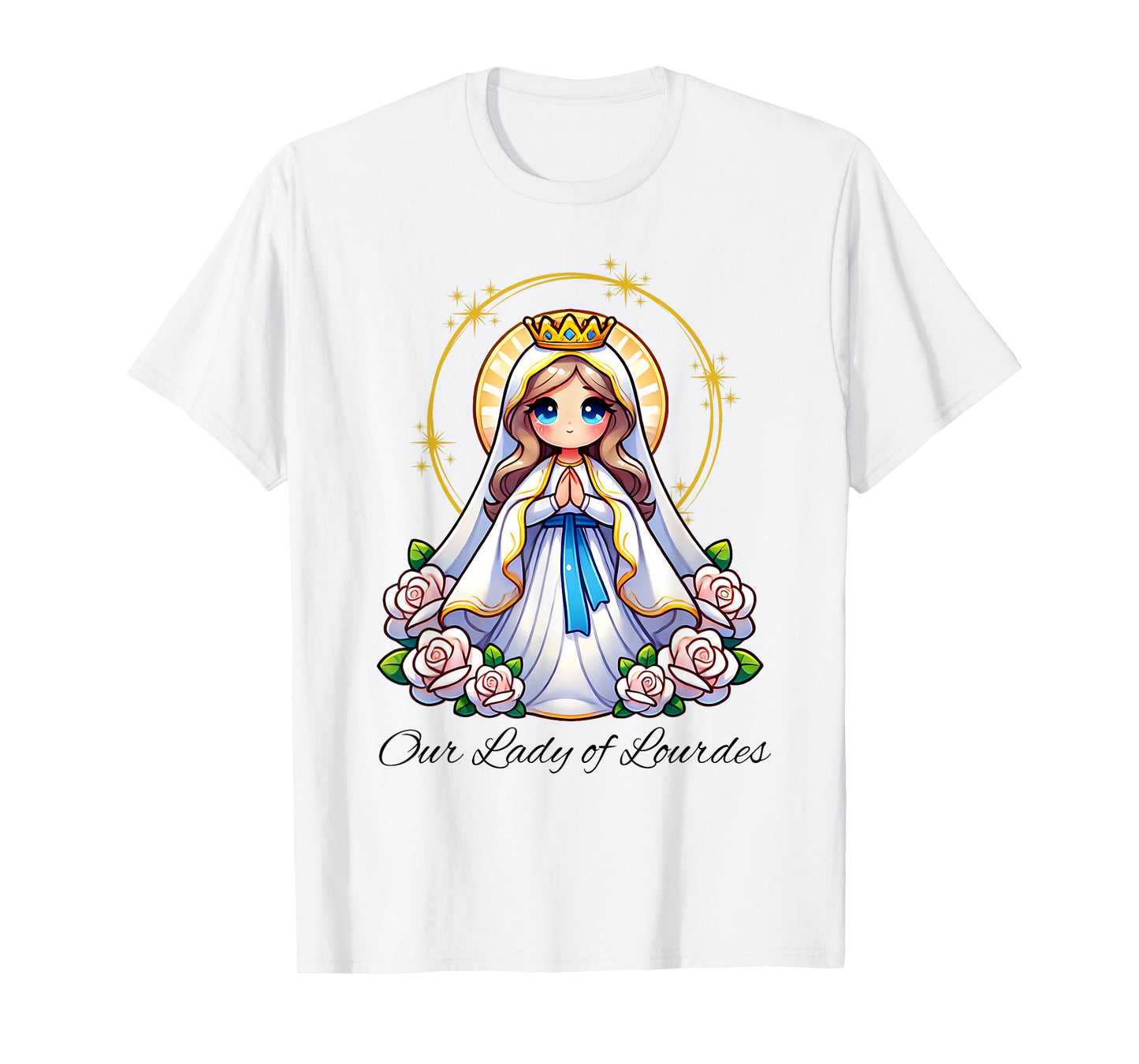 Our Lady of Lourdes Pray Mary Cute Women Catholic Girls kids T-Shirt