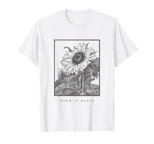 Grow In Grace, Christian Sunflower T-Shirt