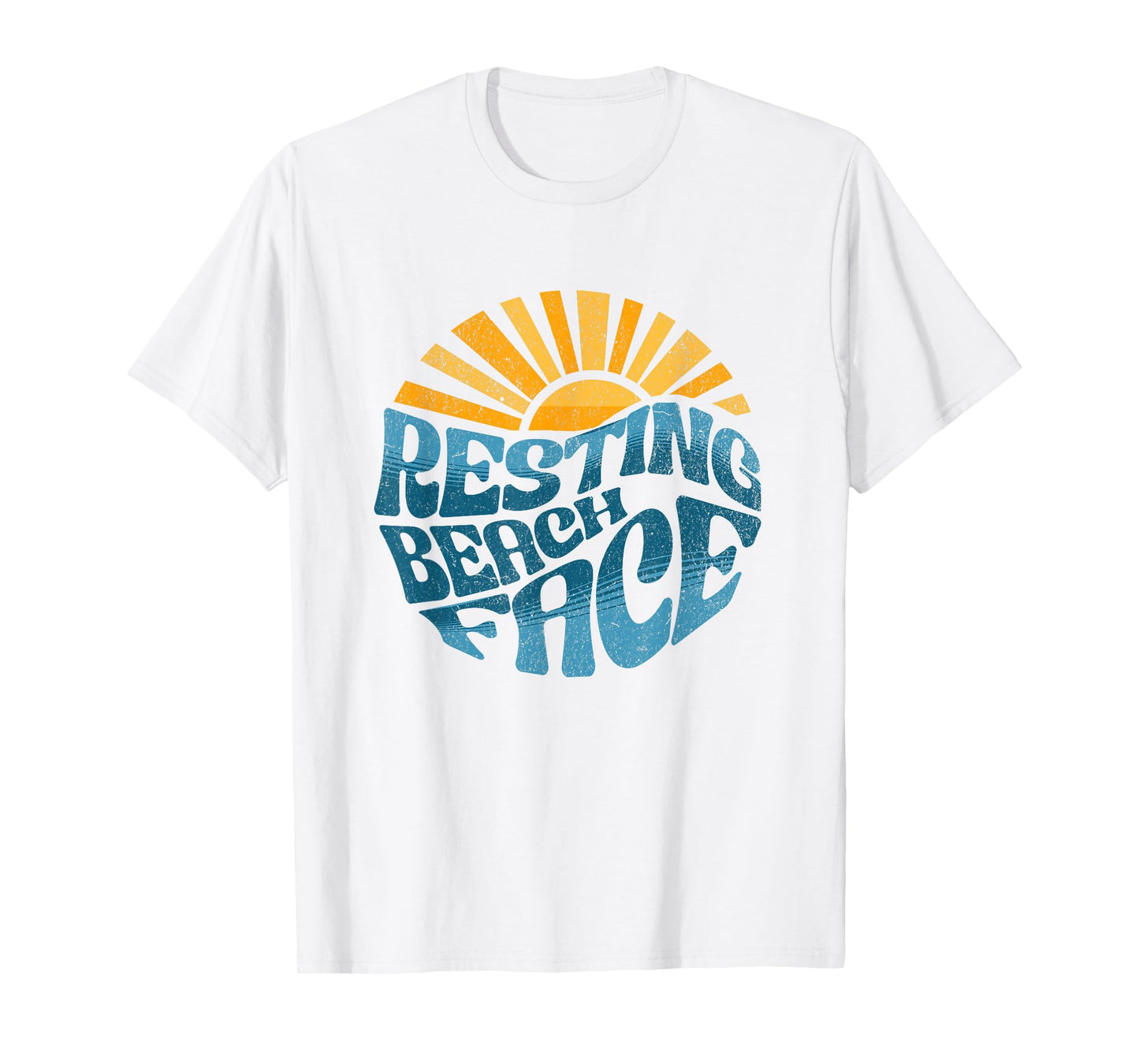 Resting Beach Face Vintage Sunset Cute Funny Vacation Retro T-Shirt