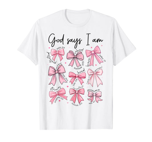 Bow God Say I Am Christian Girl Teen Women Bible Verse Jesus T-Shirt