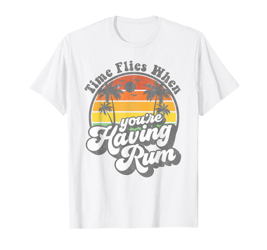Funny Time Flies When You're Having Rum Beach Cute Vacation T-Shirt