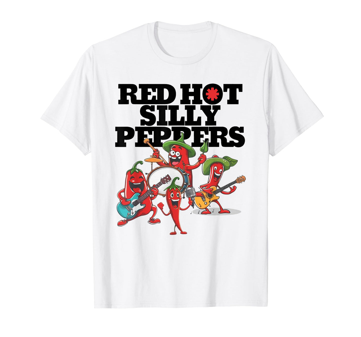 Red Hot Silly Peppers Funny Parody Cute Chilli Music Band T-Shirt