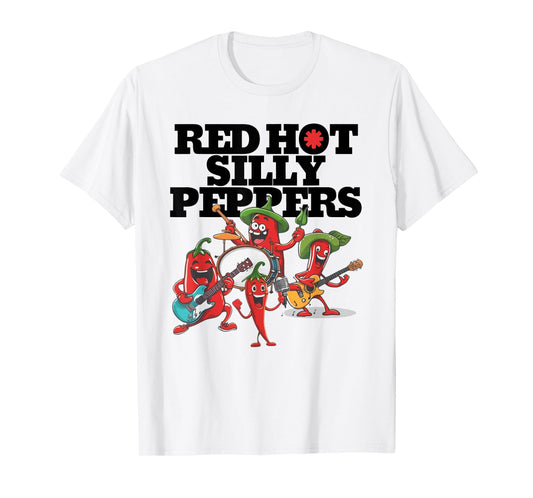 Red Hot Silly Peppers Funny Parody Cute Chilli Music Band T-Shirt