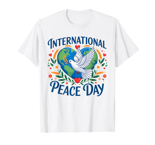 World Peace Day Peace Bird Hearts International Day of Peace T-Shirt