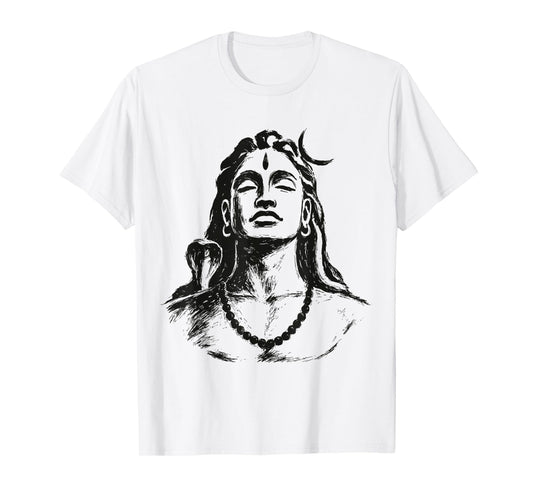 Adiyogi Ink Wash Sketch Sumi-e Zen Style Spiritual Art T-Shirt