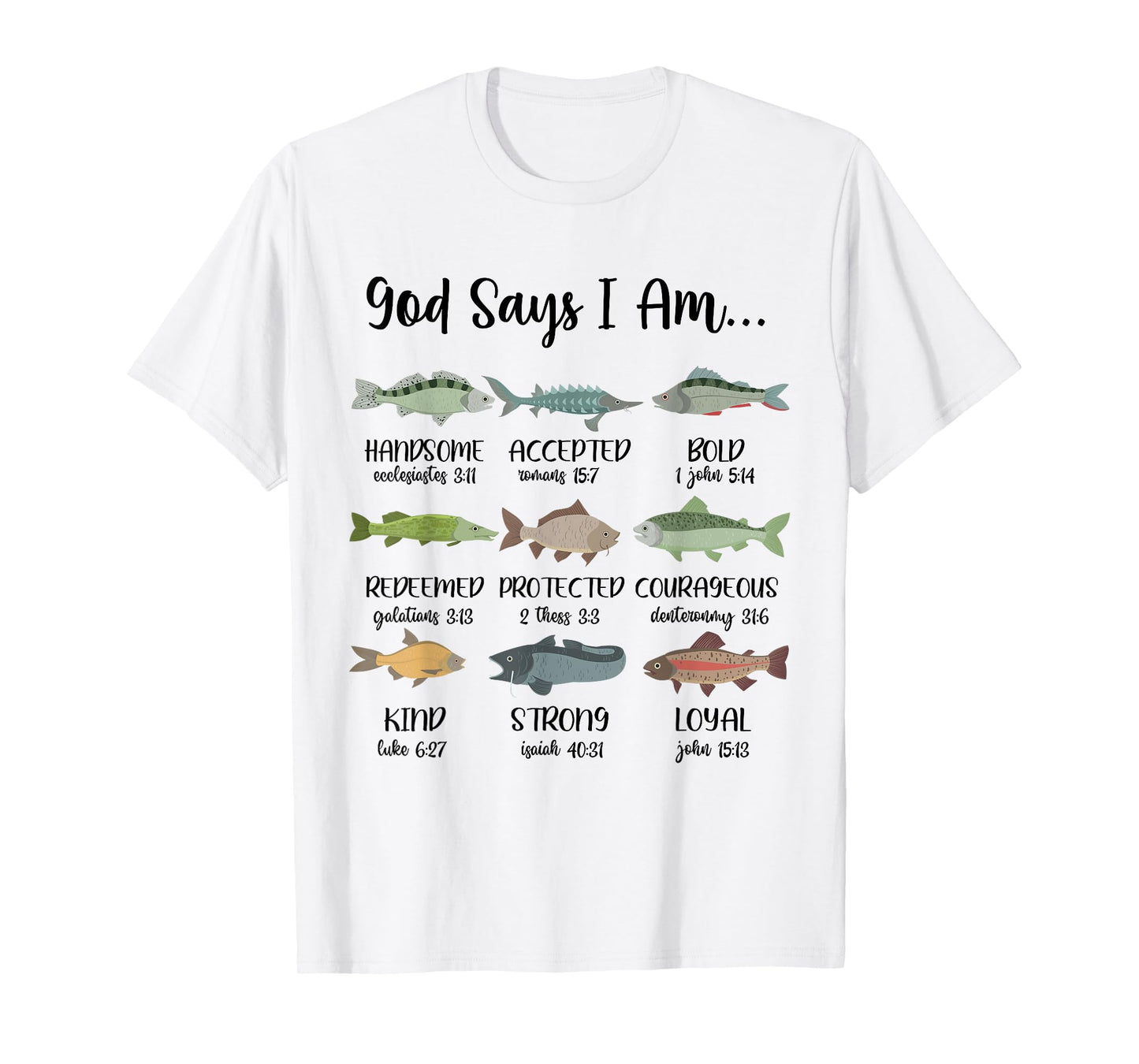 God Says I Am, Jesus And Fishing, Fish Christian Religious T-Shirt