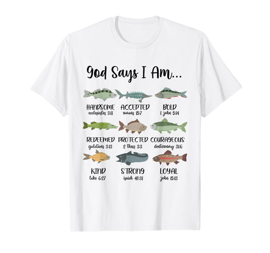 God Says I Am, Jesus And Fishing, Fish Christian Religious T-Shirt