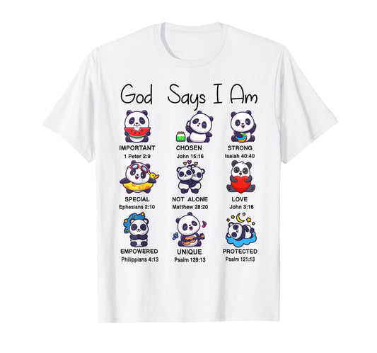 Toddler Boys Girl God Says Am Cute Panda Kid Christian Bible T-Shirt