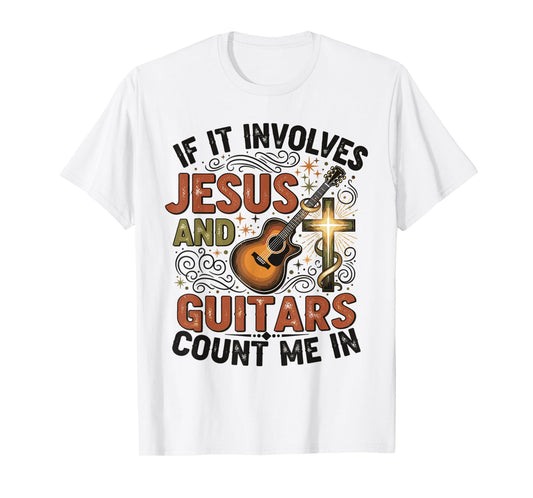 If It Involves Jesus and Guitars Retro Christian Music Lover T-Shirt