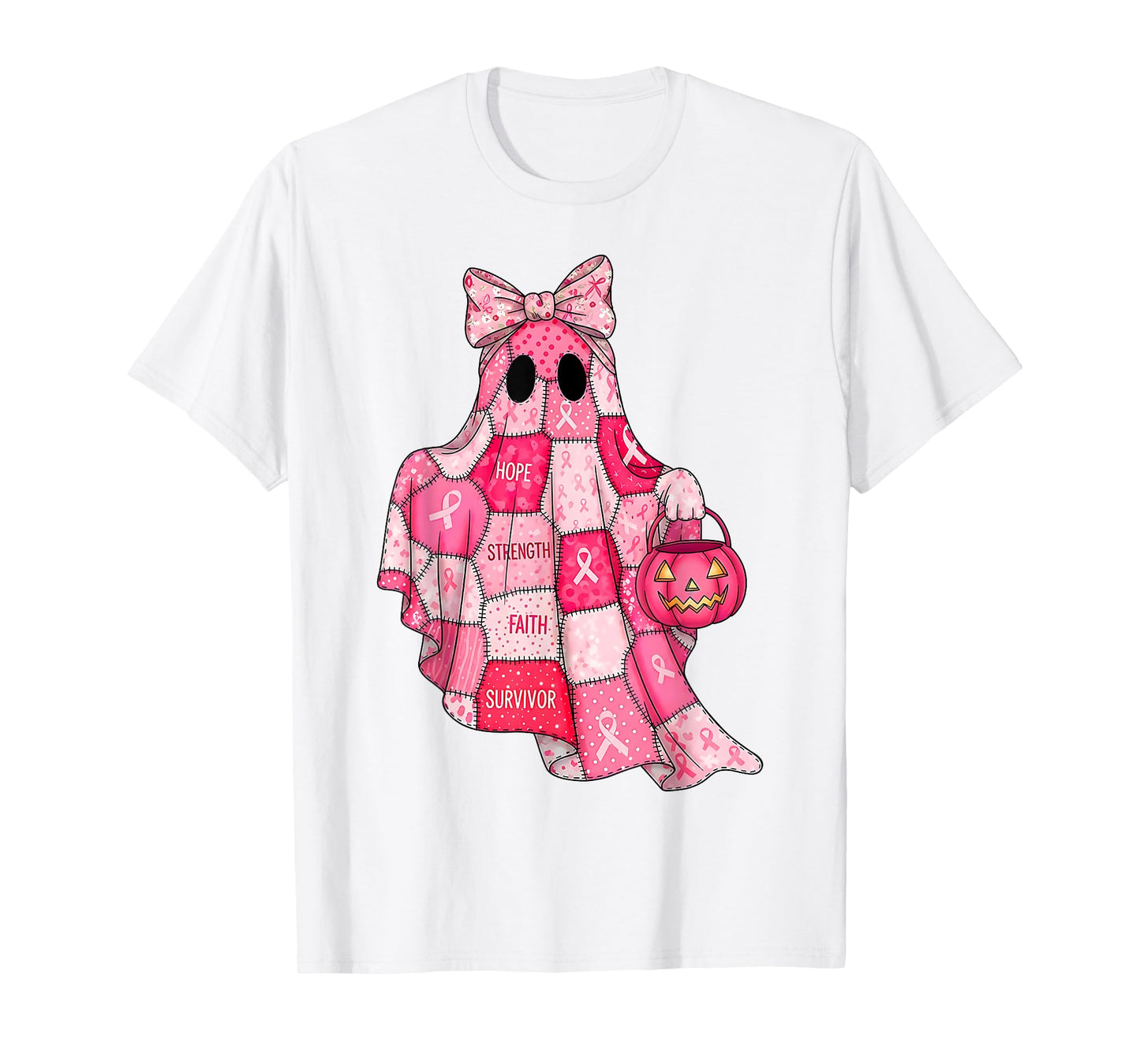 Breast Cancer Hope Strength Faith Survivor Ghost Wear Pink T-Shirt