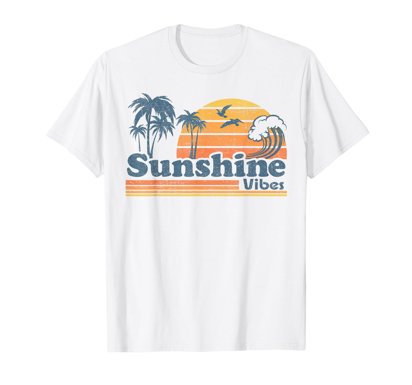 Funny Sunshine Vibes Vacation Beach Vintage 70s Retro Cute T-Shirt