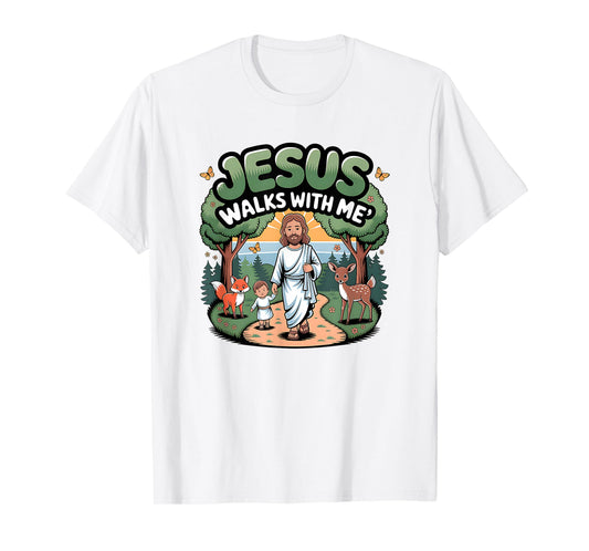Jesus Walks with Me Christian Faithful T-Shirt