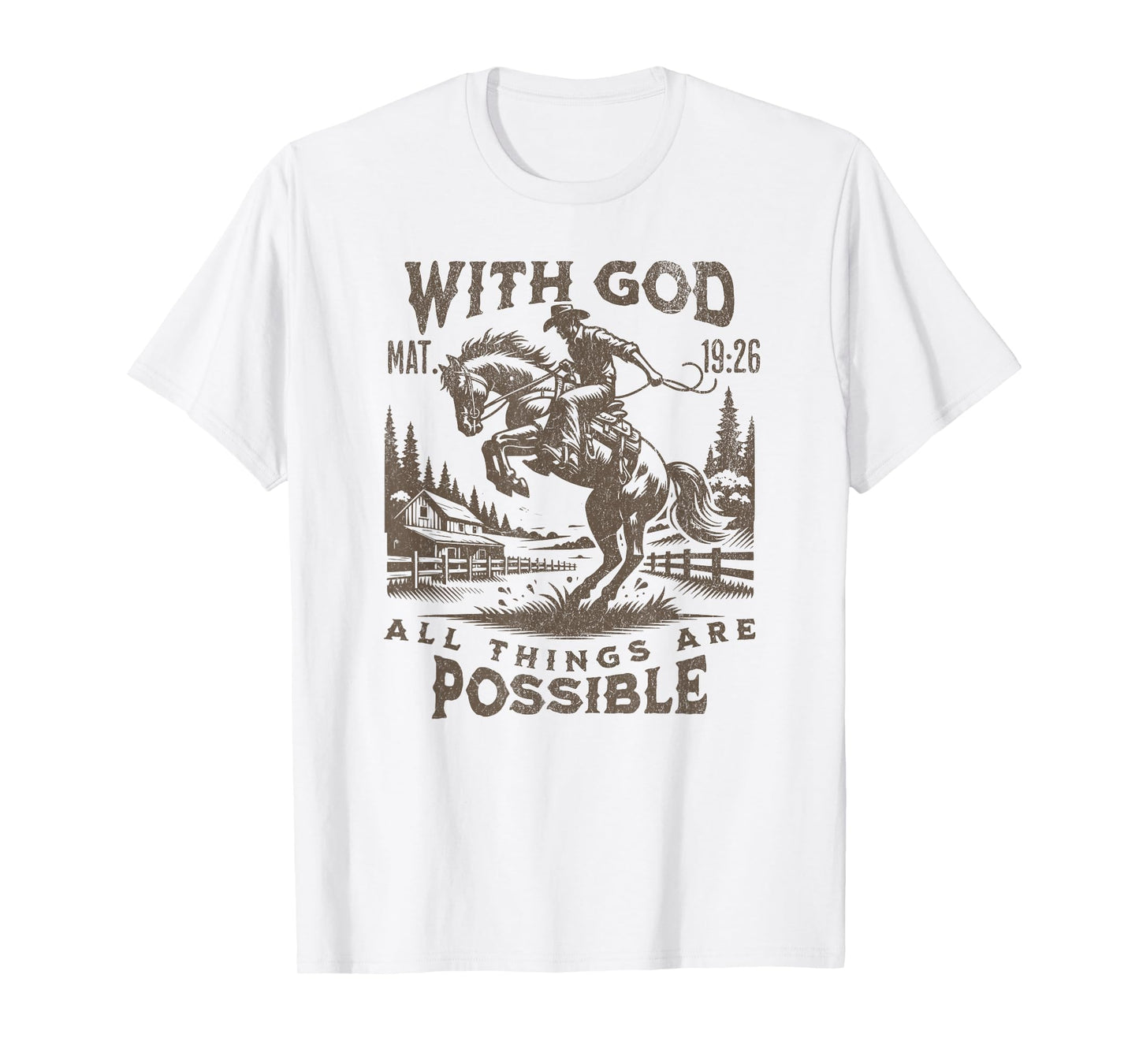 Cowboy Bible Scripture Verse Western Jesus For Mens Faith T-Shirt