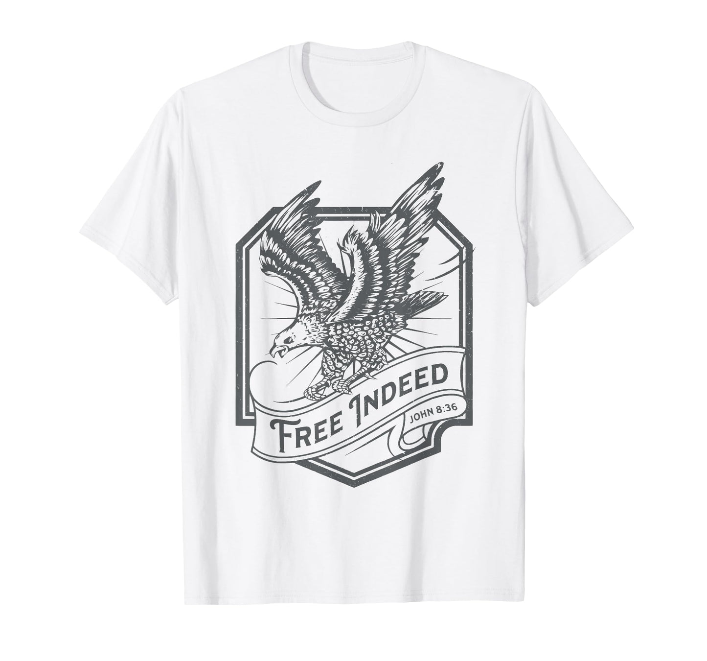 Retro Free Indeed John 8:36 Christian Funny Eagle T-Shirt