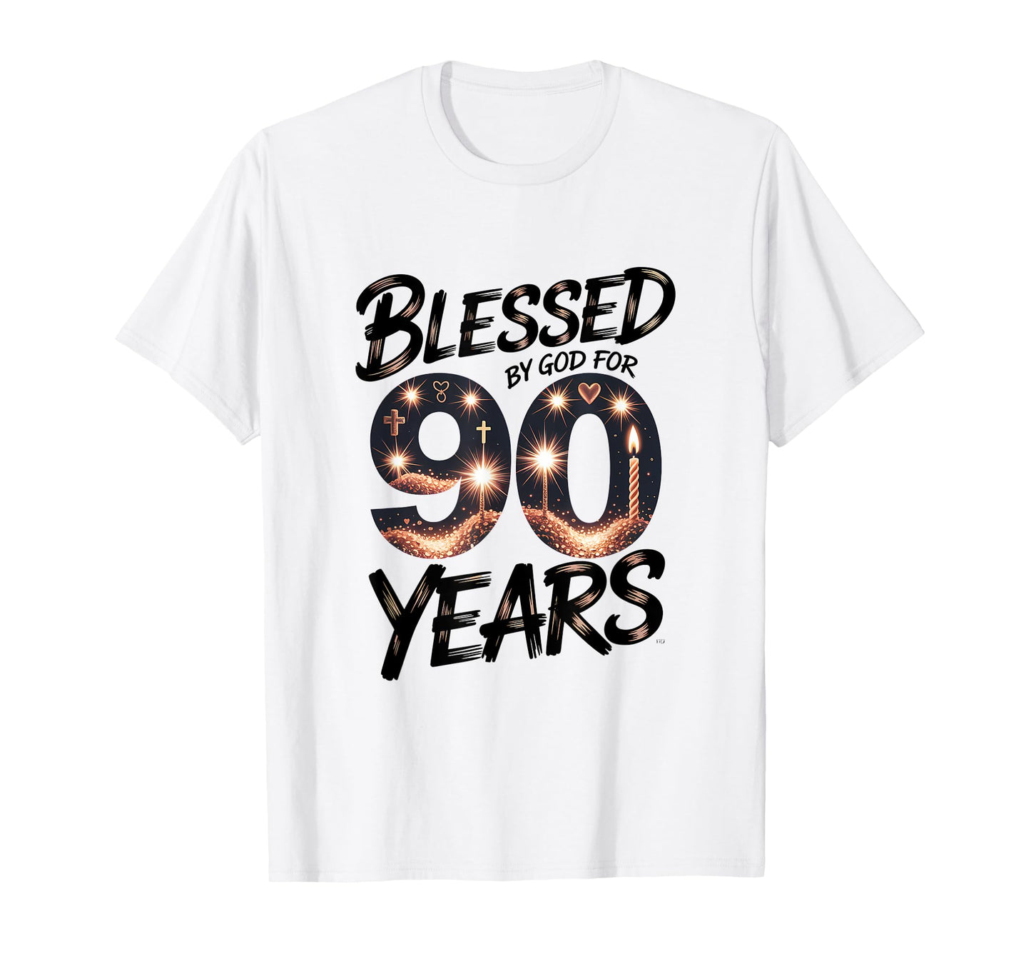 Blessed by God for 90 Years Religious Themed 90th Birthday T-Shirt