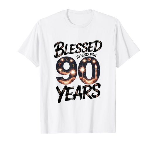 Blessed by God for 90 Years Religious Themed 90th Birthday T-Shirt