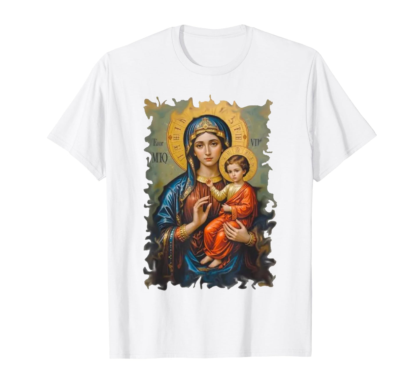 Blessed Virgin Mary and Baby Jesus Vintage Art Style Classic T-Shirt