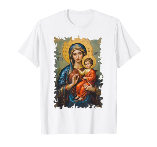 Blessed Virgin Mary and Baby Jesus Vintage Art Style Classic T-Shirt