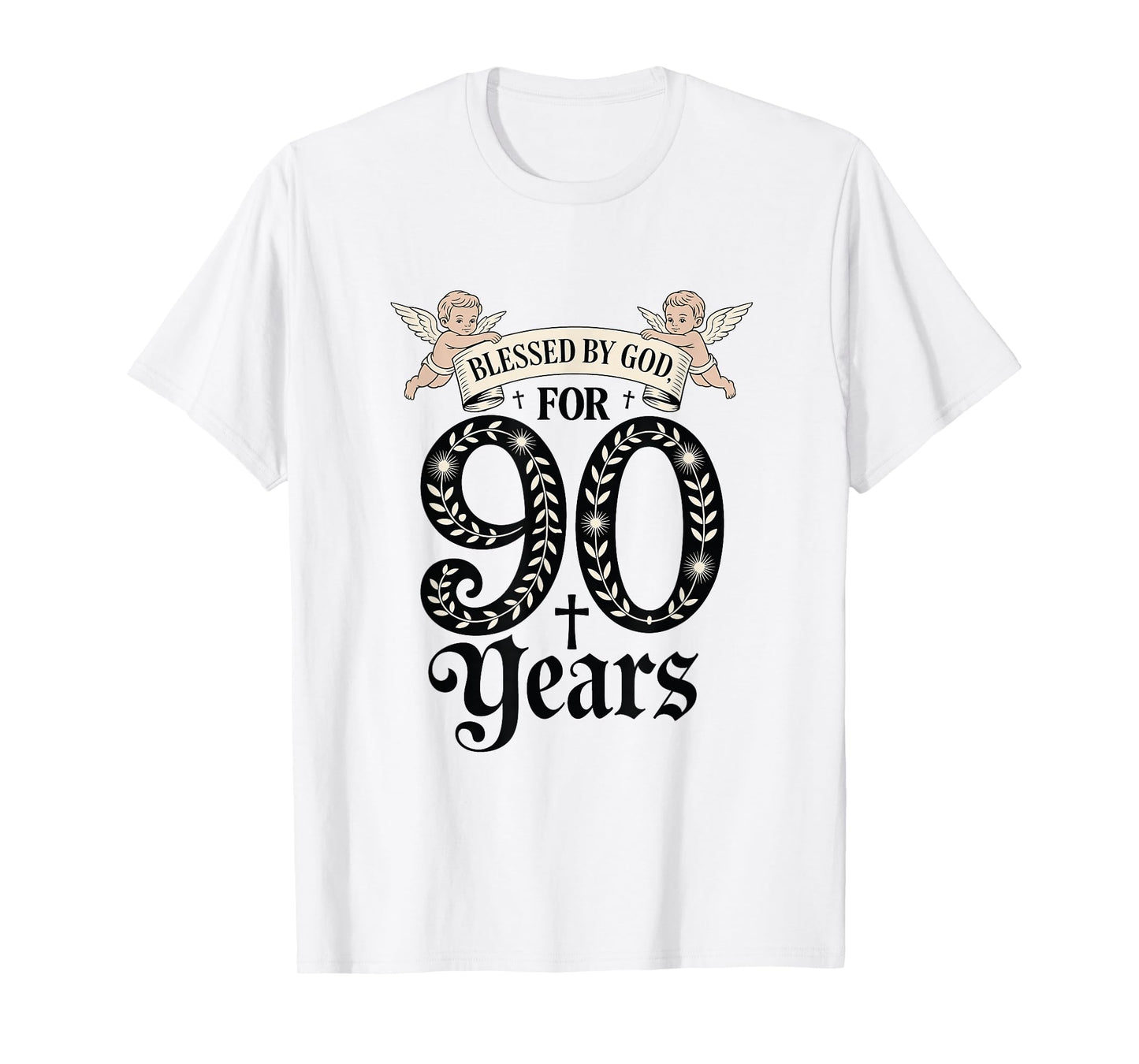 Blessed by God for 90 Years Religious Themed 90th Birthday T-Shirt