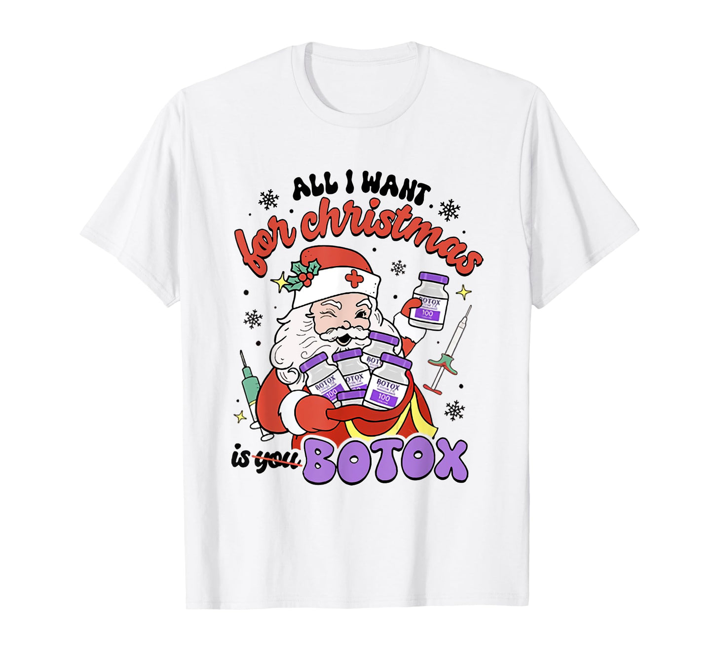 Women Santa Botox Nurse Injector Christmas Aesthetic Nurse T-Shirt
