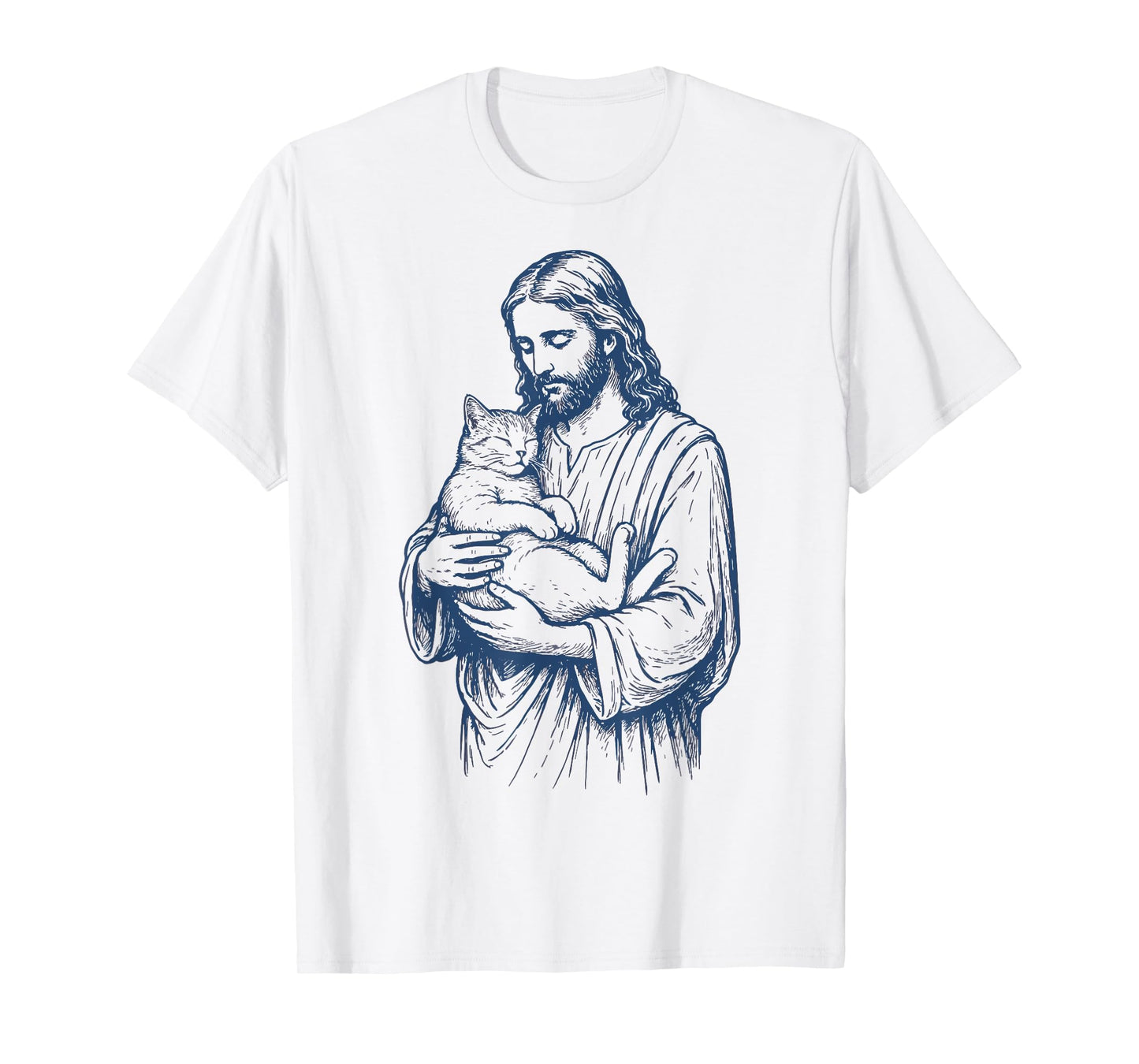 Jesus Holding Cat Men Women T-Shirt