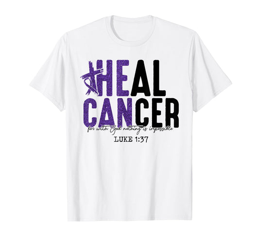 Heal Cancer Believe God Pancreatic Cancer Awareness T-Shirt