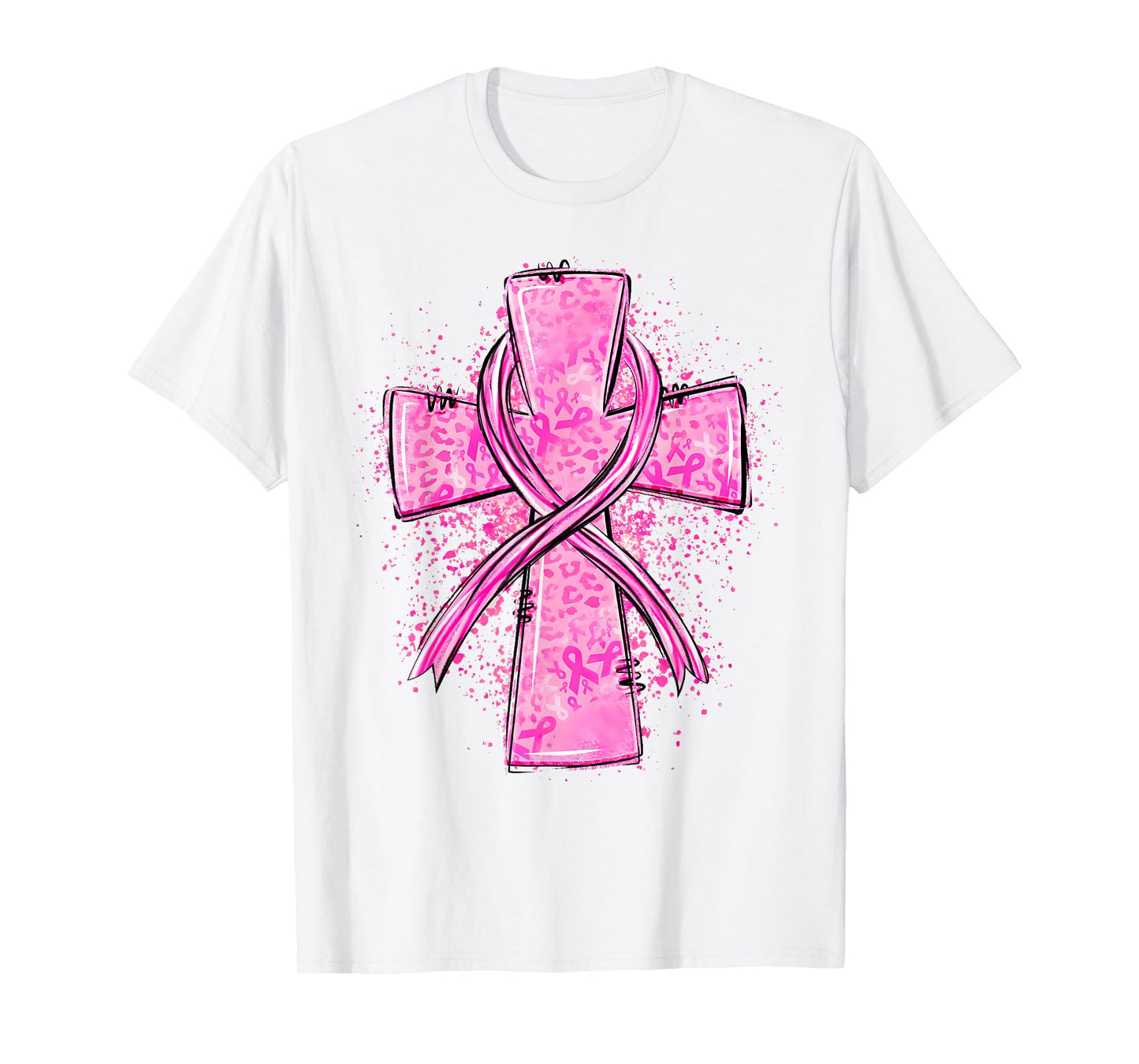 Faith Cross Pink Ribbon Breast Cancer Awareness Christian T-Shirt