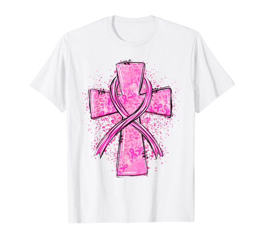 Faith Cross Pink Ribbon Breast Cancer Awareness Christian T-Shirt