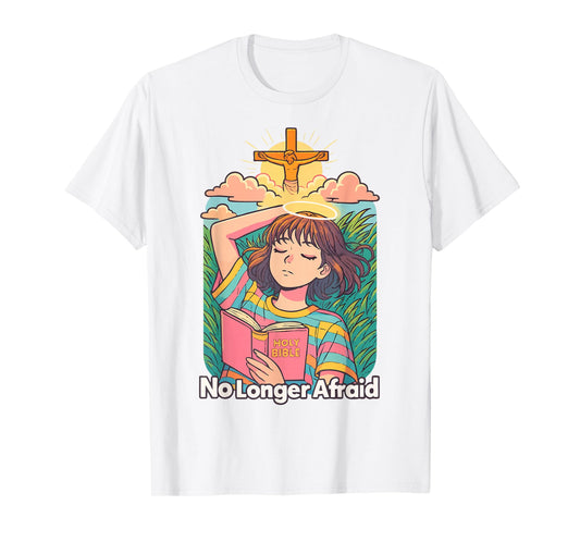Christian Anime Manga No Longer Afraid Kawaii Bible Pink T-Shirt