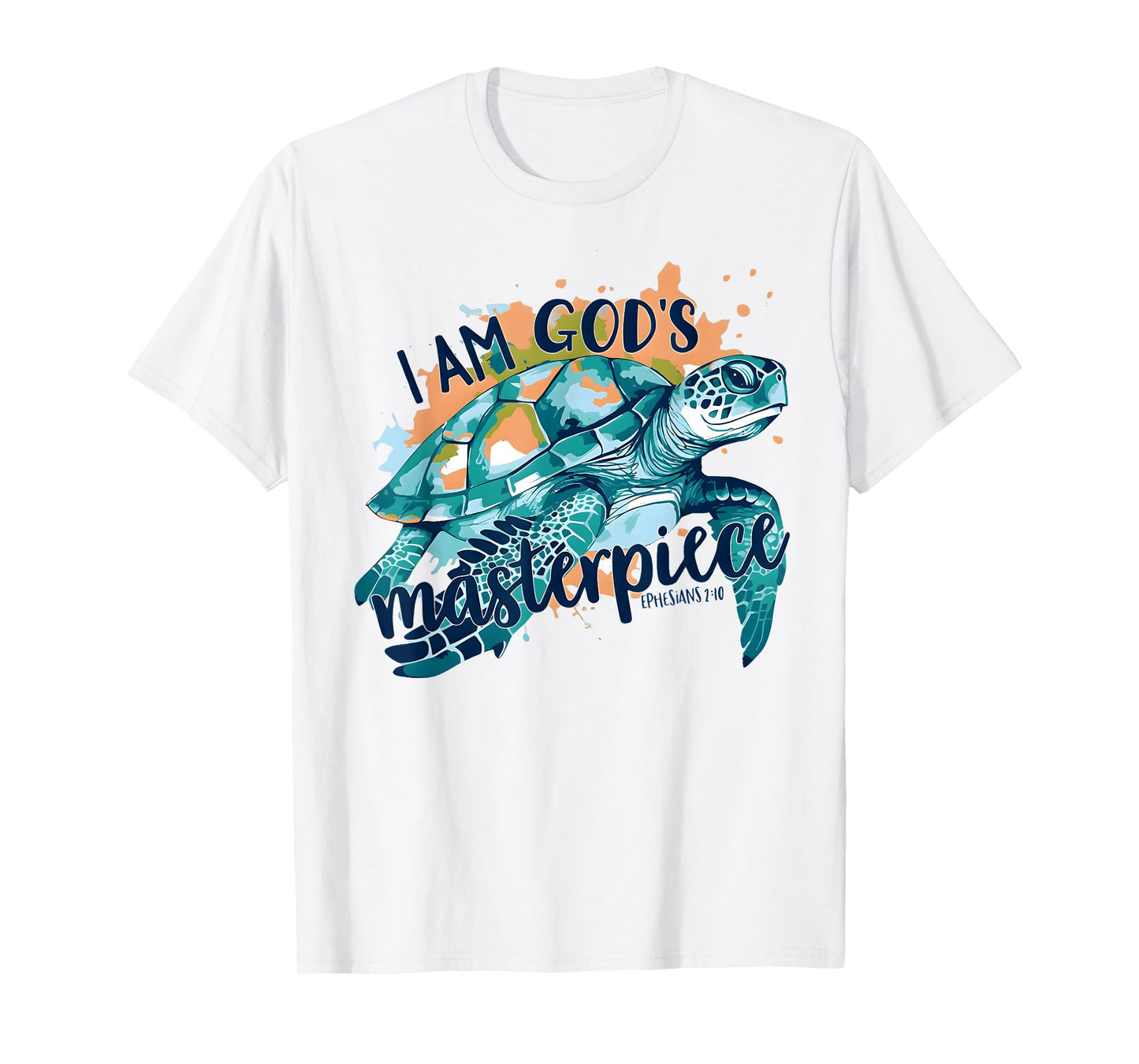 I Am God's Masterpiece Bible Verse with Turtle Funny T-Shirt