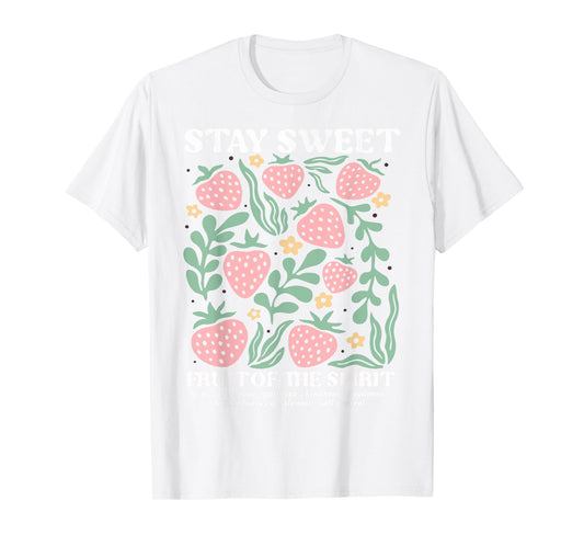 Stay Sweet Fruit of the Spirit Christian Boho Strawberry T-Shirt