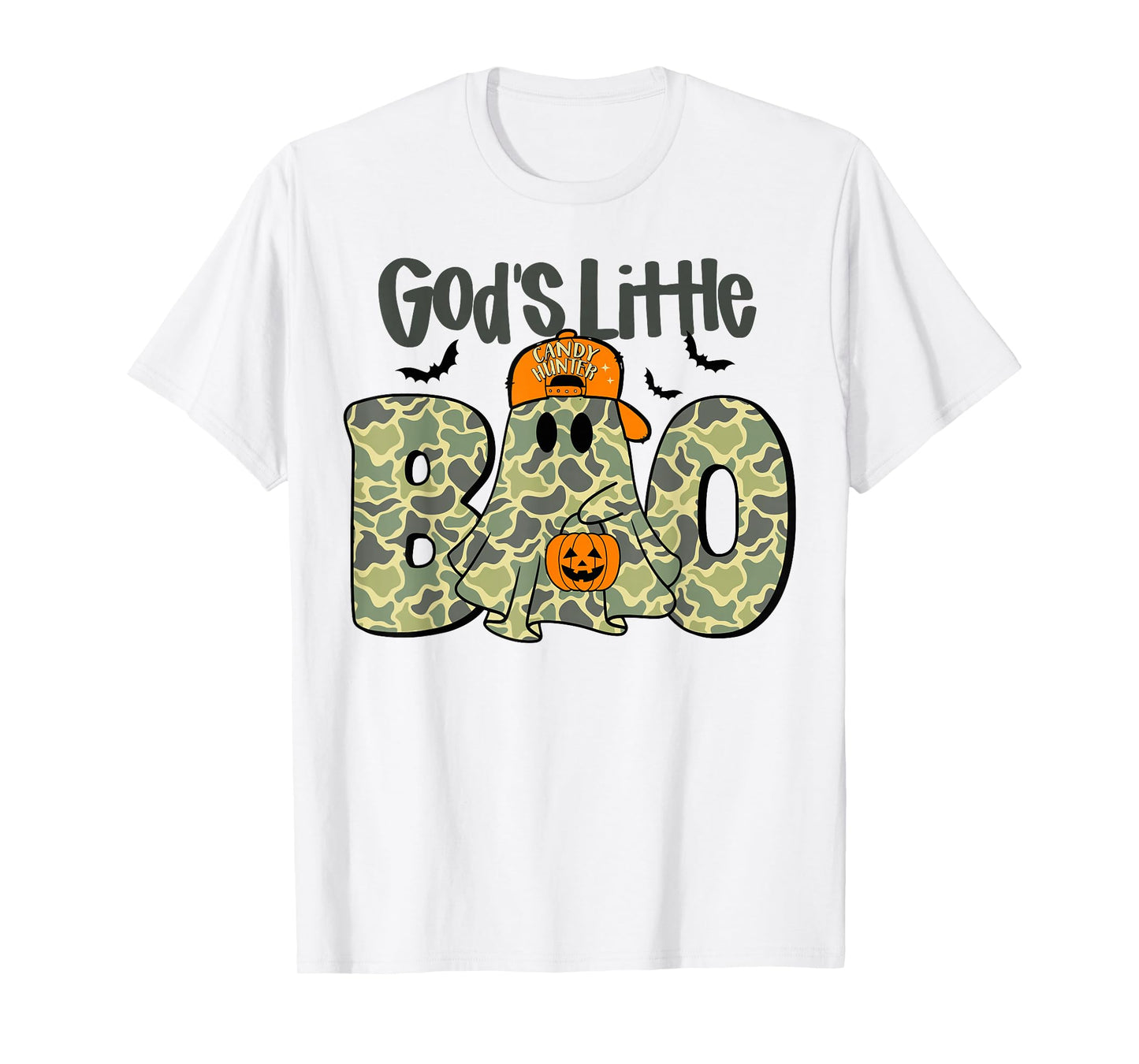 God's Little Boo Camo Ghost Christian Halloween Boys Kids T-Shirt